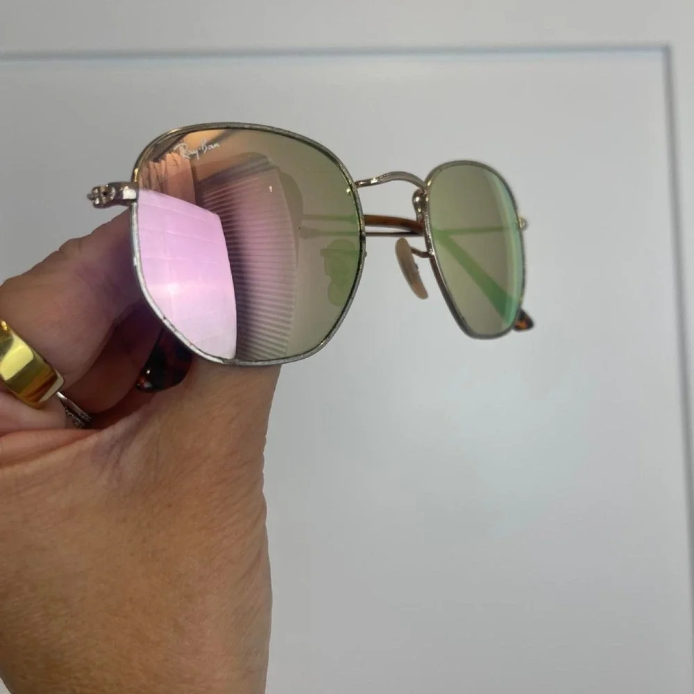 Ray-Ban Gold Mirrored Hexagonal Sunglasses